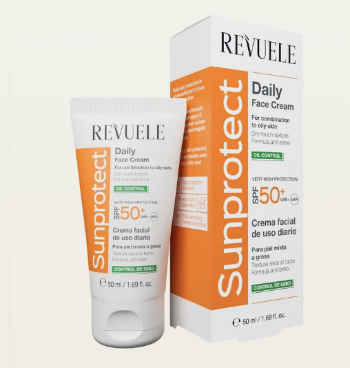 (العربية) REVUELE- Sun Protect Daily Face Cream– Oil Control, SPF 50+ -50ml - Image 1